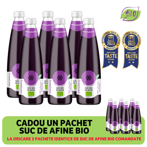 6 Sticle Suc BIO Natural din Afine fără zahăr 350ml