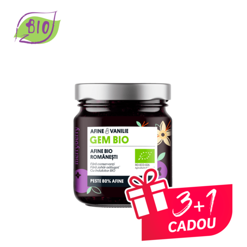 Gem BIO de Afine și Vanilie fără zahăr 230gr - Recolta 2025