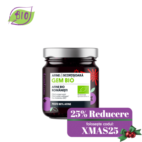 Gem BIO de Afine și Scorțișoară fără zahăr 230gr - Recolta 2025