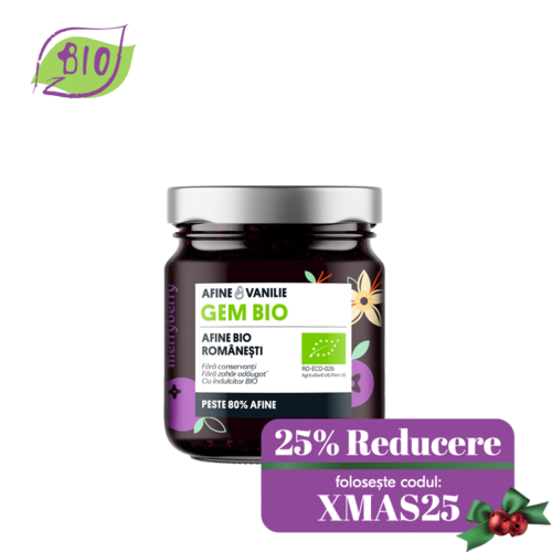 Gem BIO de Afine și Vanilie fără zahăr 230gr - Recolta 2025
