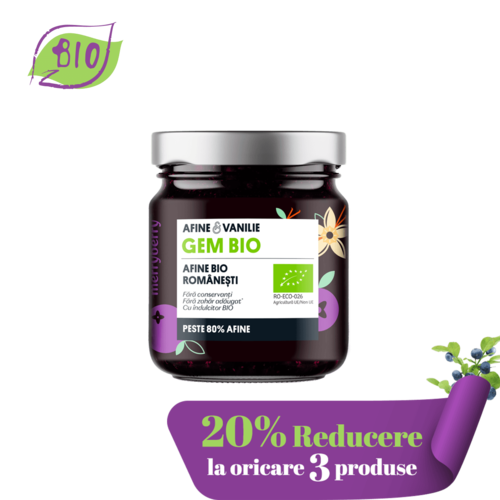 Gem BIO de Afine și Vanilie fără zahăr 230gr - Recolta 2025